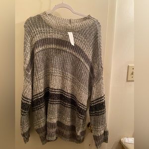 New with tags American Eagle oversized large sweater. Gray and black striped